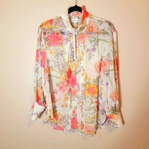 Gibson Latimer Floral Sheer Blouse